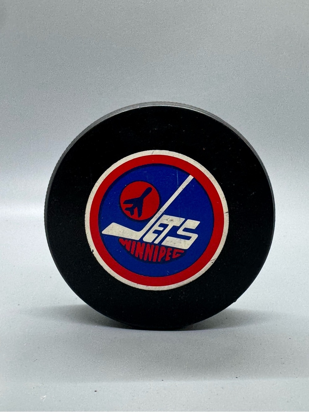 Vintage Winnipeg Jets NHL Hockey Puck – InGlas Co. Official Puck – Retro Logo